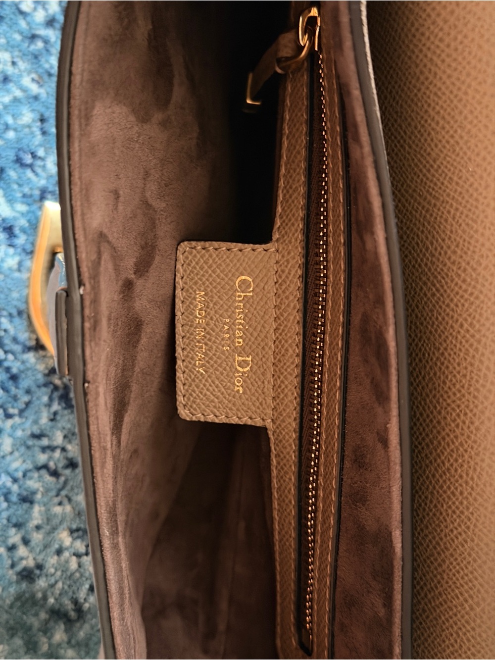 Christian Dior Taupe Classic Saddle Bag in Grained Leather with Gold Hardware - Picture 11 of 17